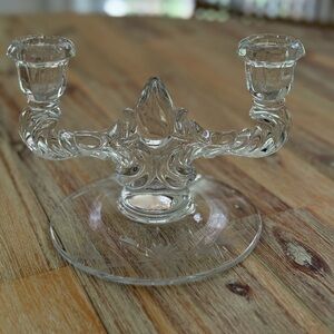 Vintage New Martinsville Glass Double-light Candlestick Holder